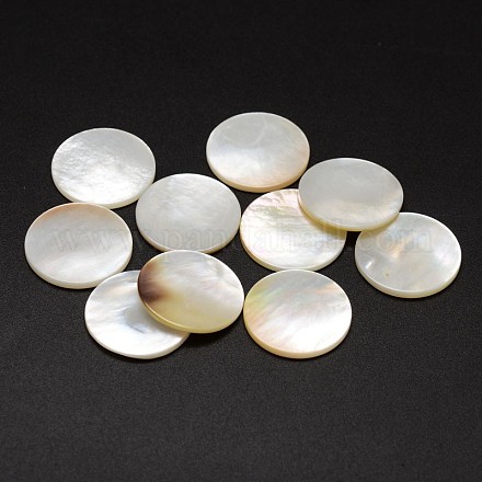 Плоские круглые кабошоны жемчуг оболочки BSHE-M021-23-1