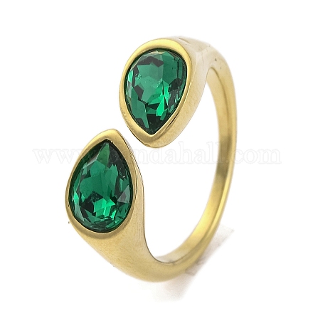 Ионное покрытие (ip) 304 нержавеющая сталь стразы каплевидный браслет открытый для женщин RJEW-N046-04A-G-1