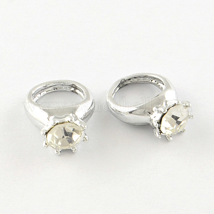 Breloques d'anneau en alliage avec diamant de strass X-PALLOY-L171-025-1