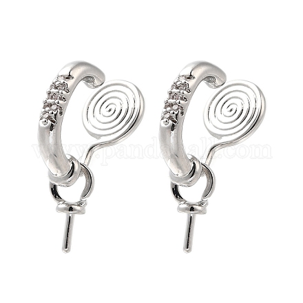 Фурнитура для ушей из латуни с кубическим цирконием KK-Q048-22P-1