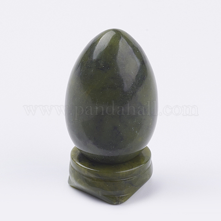 天然信義ja /中国南jaディスプレイ装飾  ベース付き  卵形の石  56mm  卵：47x30mm DJEW-G018-06-1