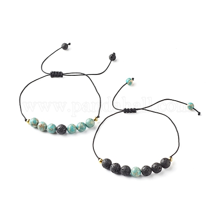 Natural Imperial Jasper(Dyed) Braided Bead Bracelets Set for Girl Women BJEW-JB06866-05-1