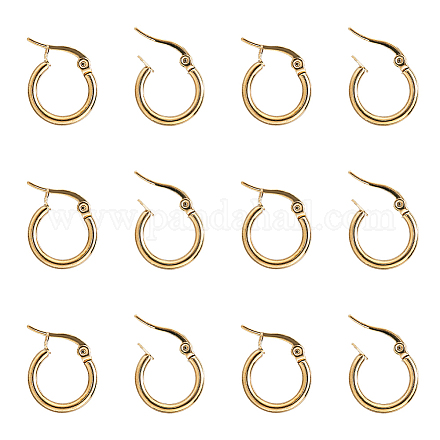 Unicraftale orecchini a cerchio d'oro per le donne uomini 16 paia 15mm ipoallergenico anello in acciaio inossidabile orecchino 1x0.7mm pin piccoli orecchini a cerchio set earwires components STAS-UN0002-59G-1