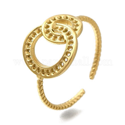 Ионное покрытие (ip) 304 нержавеющая сталь открытые манжетные кольца компоненты RJEW-U017-18G-1