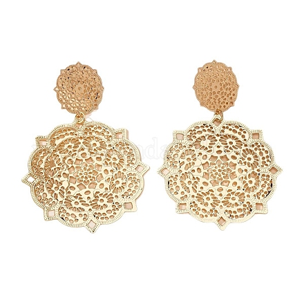 Серьги-гвоздики из сплава с цветочным узором FS-WGC548B-01-1