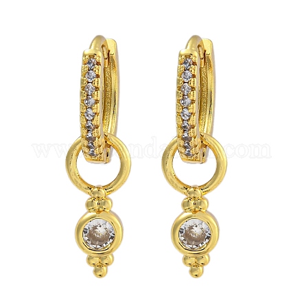 Серьги-кольца из латуни с паве из прозрачного кубического циркония для женщин EJEW-G410-45G-1