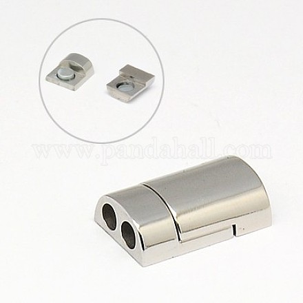 304 Stainless Steel Magnetic Clasps with Glue-in Ends STAS-I011-02-1