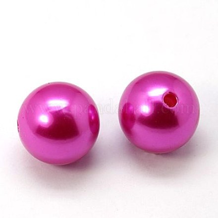Magenta Chunky Imitation Loose Acrylic Round Spacer Pearl Beads for Kids Jewelry X-PACR-6D-25-1