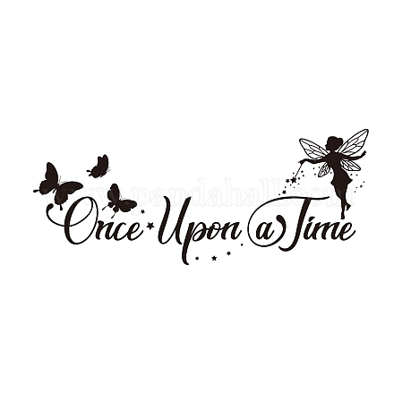 SUPERDANT Fairy Wall Decals Fairy Tale Wall Stickers Once Upon a Time Quote Wall Decor Vinyl Wall Self-adhesive Sticker Decoration for Nursery Living Room Bedroom Classroom 23.8x51.6cm DIY-WH0377-038-1