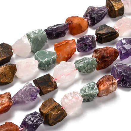 Rough Raw Natural Mixed Gemstone Beads Strands G-J388-06-1