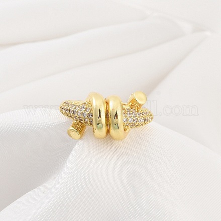 Кольца-манжеты из латуни с микро-паве и прозрачным циркониевым покрытием для женщин RJEW-M028-117G-1