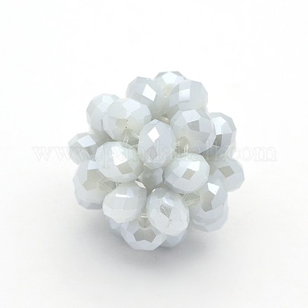 Electroplate Rondelle Imitation Jade Glass Crystal Round Woven Beads GLAA-A034-10mm-E08-1