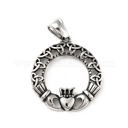304 pendentifs en forme de cœur de couronne de trinité de Claddagh en acier inoxydable STAS-P309-10AS-1