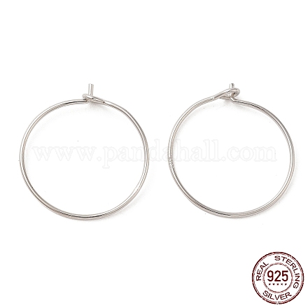 925 orecchino a cerchio in argento sterling placcato in rodio STER-Q188-01C-P-1