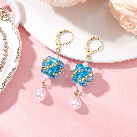 Стеклянные серьги-капли с застежкой-рычагом EJEW-MZ00531-04-1