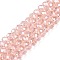 Electroplate Glass Beads Strands, Pearl Luster Plated, Faceted, Rondelle, Pink, 6x5mm, Hole: 1mm, about 80~85pcs/strand, 38~40cm