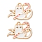 Halloween Alloy Enamel Pendants, Light Gold, Candy Cane Cat Charm, White, 19.5x26x1.5mm, Hole: 1.5mm