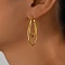 201 Stainless Steel Irregular Geometric Fashion Hoop Earrings for Women, Oval, Golden, 41x28mm