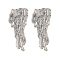 Brass Stud Earring Findings, Real Platinum Plated, 24x10mm, Hole: 1mm, Pin: 1mm