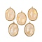 Natural Quartz Crystal Pendants, 304 Stainless Steel Oval Charms, Real 14K Gold Plated, 22x14.5~15x6.5~8mm, Hole: 1.5mm