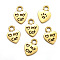 Tibetan Style Alloy Pendants, Heart with word My Cat Charms, Antique Golden, 12x8.5mm, Hole: 2mm