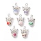 7Pcs Angel Printed Porcelain Ceramic Pendants, with Alloy Finding and ABS Plastic Imitation Pearl Round Beads, Mixed Color, 27.5x18x10mm, Hole: 3mm