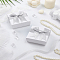 2Pcs Square Cardboard Paper Jewelry Set Storage Boxes, Bowknot Jewelry Gift Case for Rings Necklaces Storage, Silver, 7x7x3.5cm