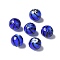Handmade Transparent Lampwork Beads, Round with Stripe, Blue, 10mm, Hole: 1.4mm