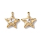 304 Stainless Steel Pendants, with Rhinestone and Glass, Star Charm, Real 14K Gold Plated, 17.5x15.5x5mm, Hole: 1.4mm