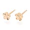 Brass Stud Earrings for Women, Flower, Real 18K Gold Plated, 6x6.5mm
