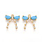 Brass Micro Pave Cubic Zirconia Pendants, Bowknot Charms, Dodger Blue, 15.5x14x3mm, Hole: 1.5mm