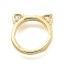 Brass Micro Pave Clear Cubic Zirconia Bead Frame, Cadmium Free & Lead Free, Long-Lasting Plated, Rack Plating, Cat Shape, Real 18K Gold Plated, 11x10.5x2mm, Hole: 1mm
