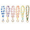 6Pcs 6 Colors Bohemia Cotton Daisy Wrist Strap Pendant Decorations, with Alloy Gate Ring, Mixed Color, 200x25x20mm, 1pc/color