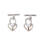 Brass Toggle Clasps, with Plastic, Lock Heart, Platinum, 13.5x8.5x6.5mm, bar: 4x11x2.5mm