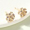 Snowflake Brass Micro Pave Cubic Zirconia Stud Earrings, Nickel Free, Real 18K Gold Plated, Purple, 9.5x10mm