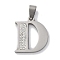 201 Stainless Steel Pendants, with Rhinestone, Letter, Letter D, 25x21x2mm, Hole: 6x3mm