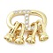 Brass Fold Over Clasps, with Grade AAA Cubic Zirconia, Oval, Real 18K Gold Plated, 41.5mm, Hole: 1.2mm