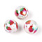 Printed Opaque Acrylic Beads, Round with Fruit Pattern, AB Color, Strawberry, 15.9mm, Hole: 2.8mm