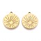 304 Stainless Steel Pendants, Flat Round with Sun Charm, Ion Plating(IP), Real 18K Gold Plated, 25.5x22x2mm, Hole: 2mm