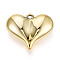 Acrylic Pendants, Heart Charms, Gold, 35.5x44x14.5mm, Hole: 3.5mm