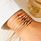 Casual Brass Bead Khaki Wax Thread Semi-Precious Natural Gemstone Bracelets Sets, Golden