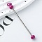 Iron Bar Beadable Keychain for Jewelry Making DIY Crafts, Platinum, Fuchsia, 7.8cm