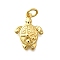 Brass Pendants, Tortoise Charms, with Jump Ring, Lead Free & Cadmium Free, Rack Plating, Long-Lasting Plated, Real 18K Gold Plated, 16x12x3mm, Hole: 3.3mm