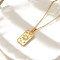 304 Stainless Steel Pave Opalite Rectangle Pendant Necklaces for Women Men, Real 18K Gold Plated, Sun, 16.02 inch(40.7cm) long+62mm extender