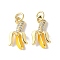 Brass Micro Pave Cubic Zirconia Pendants, Fruit, with Enamel and Jump Ring, Long-Lasting Plated, Cadmium Free & Lead Free, Real 18K Gold Plated, Banana, 17x9.5x4.5mm, Hole: 3.5mm