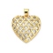 Brass Micro Pave Cubic Zirconia Pendants, Heart Charms, Rack Plating, Lasting Plated, Cadmium Free & Lead Free, Heart, 21.5x20.5x5.5mm, Hole: 5x3.5mm