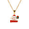 Christmas Alloy Enamel Pendant Necklaces, Golden, Red, Snowman, 18.50 inch(47cm), Pendant: 21x16mm