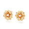 Brass ABS Imitation Pearl Stud Earrings, Flower, Nickel Free, Real 18K Gold Plated, 14x14mm
