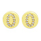 Brass Micro Pave Clear Cubic Zirconia Beads, Flat Round with Letter, Letter.O, 7.5x6.5mm, Hole: 3.5mm, 3pcs/bag