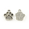 Dog Paw Prints Tibetan Style Alloy Pendant Enamel Settings, Cadmium Free & Lead Free, Antique Silver, 15x12x2mm, Hole: 2mm, about 1160pcs/1000g